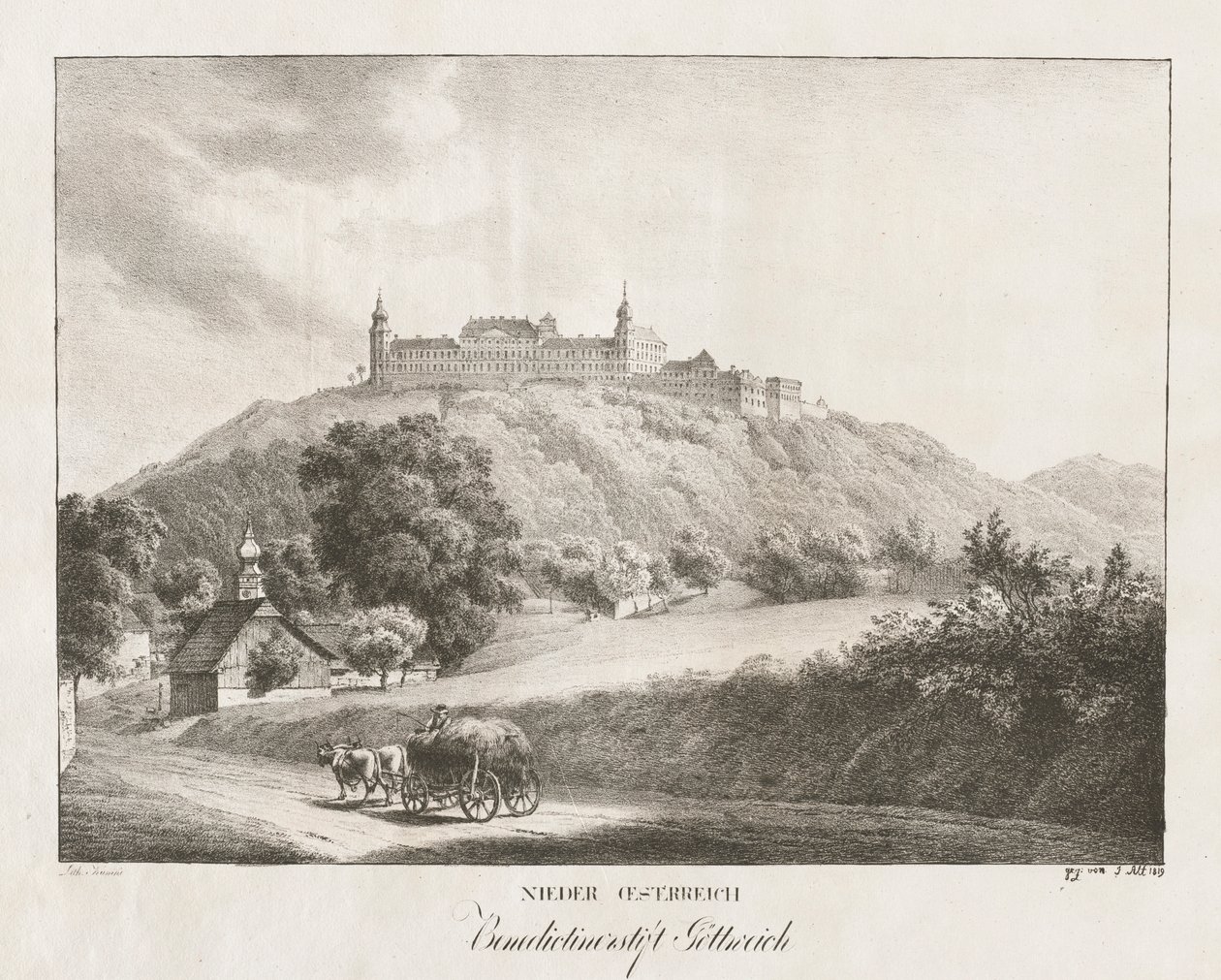 Dolna Austria, klasztor benedyktynów w Gottereich, 1819. autorstwa Jakob Alt