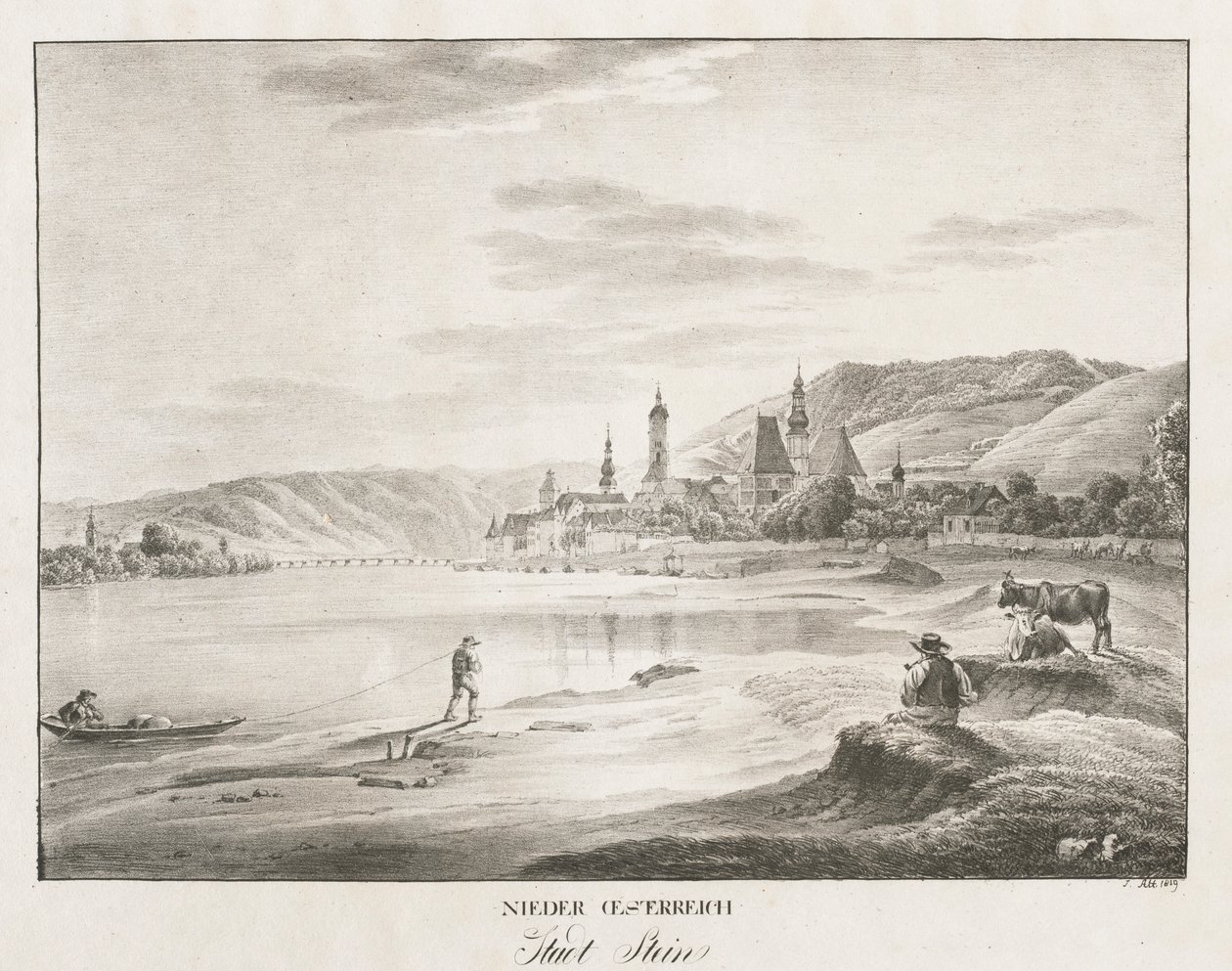 Dolna Austria, miasto Stein, 1819. autorstwa Jakob Alt