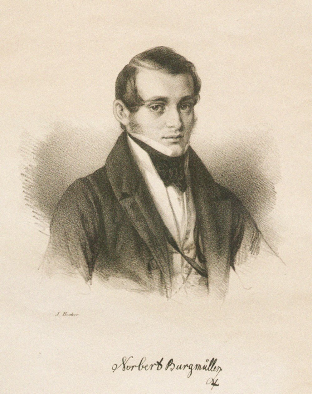 Portret kompozytora Norberta Burgmüllera 1810-1836, 1836 autorstwa Jakob Becker