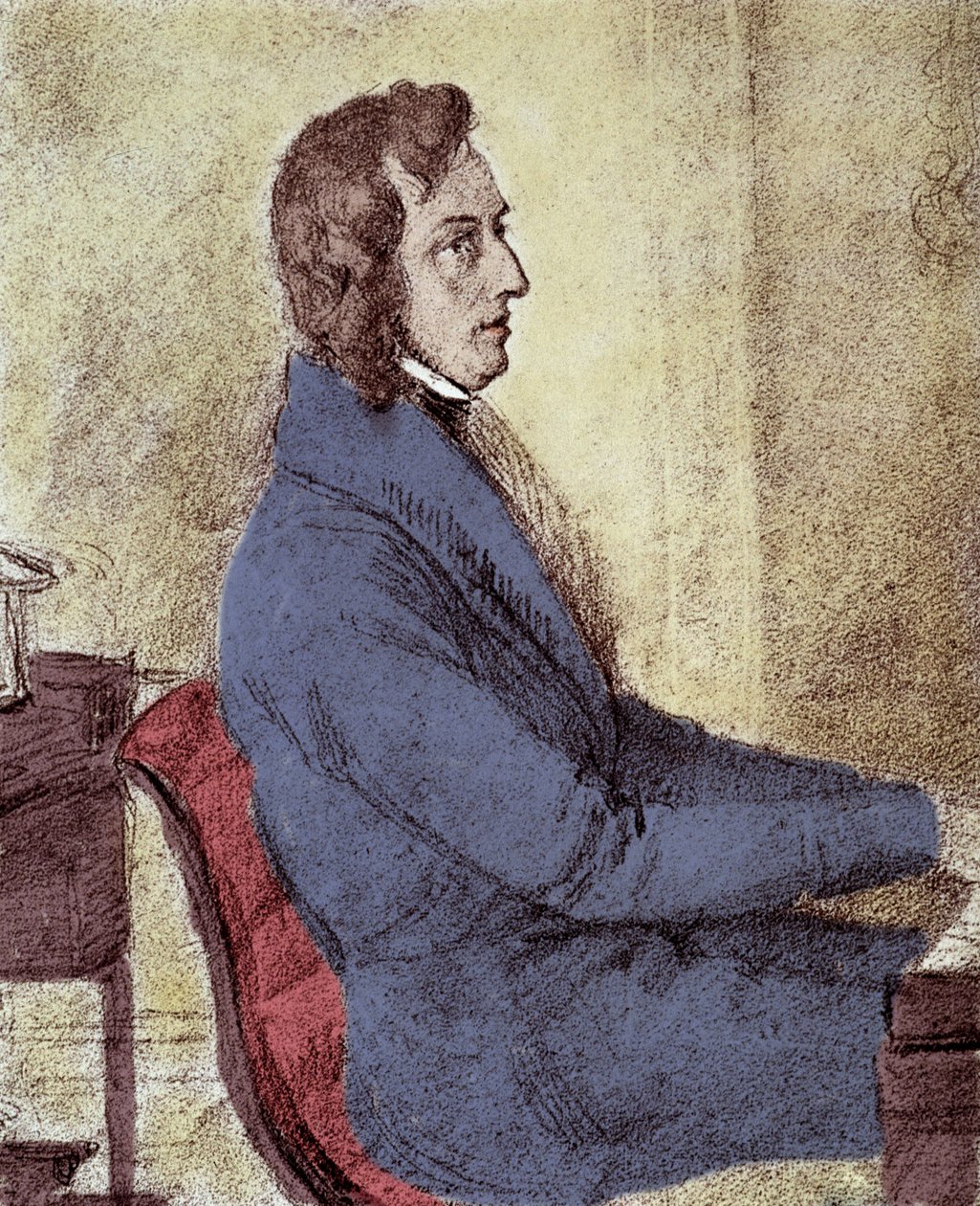 Portret Fryderyka Chopina (1810-1849), polskiego kompozytora. - rysunek Gotzenbergera autorstwa Jakob Goetzenberger