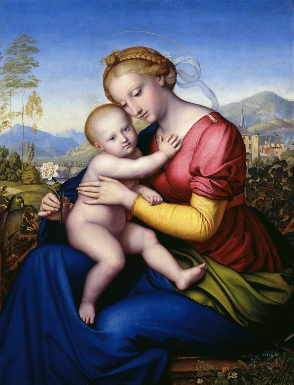 Madonna z dzieckiem i papugą autorstwa Jakob Götzenberger