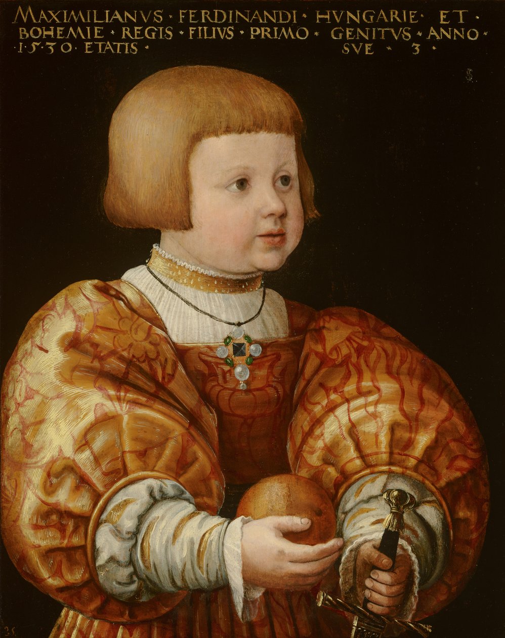 Portret Maksymiliana Austrii (1527-1576), 3 lata, 1630 autorstwa Jakob Seisenegger
