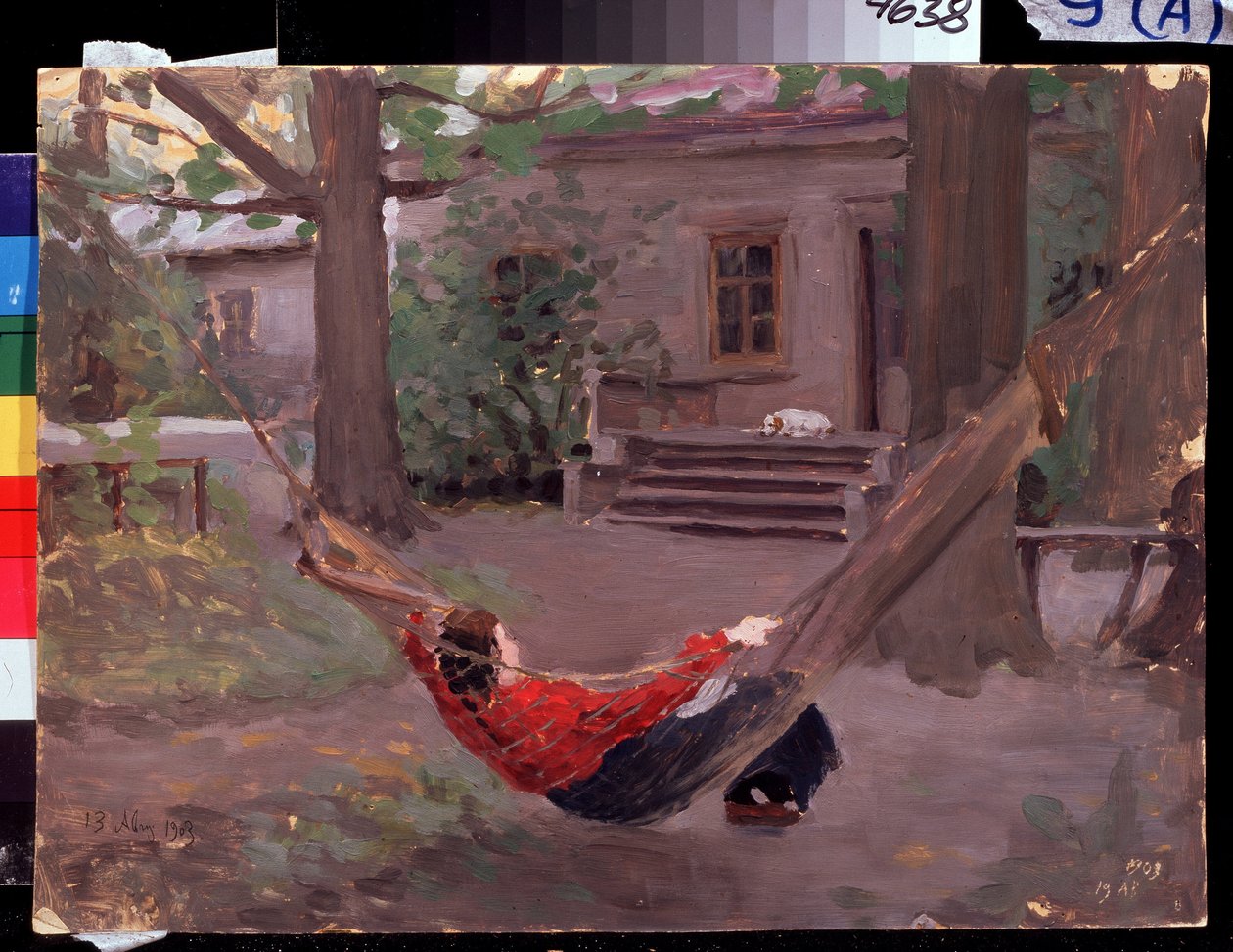 „Dans le hamac” Obraz Jakova Kaliniczenki (1869-1938) 1903 Regionalne Państwowe Muzeum Sztuki im. I. Pozhalostina, Ryasan autorstwa Jakoff Jakovlevitch Kalinitchenko