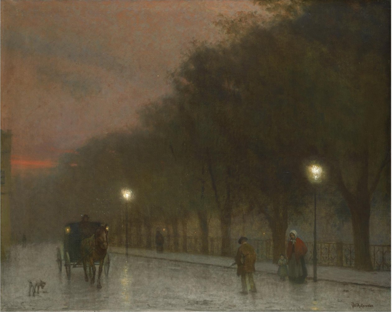 Praga o zmierzchu, ok. godz. 1910 autorstwa Jakub Schikaneder