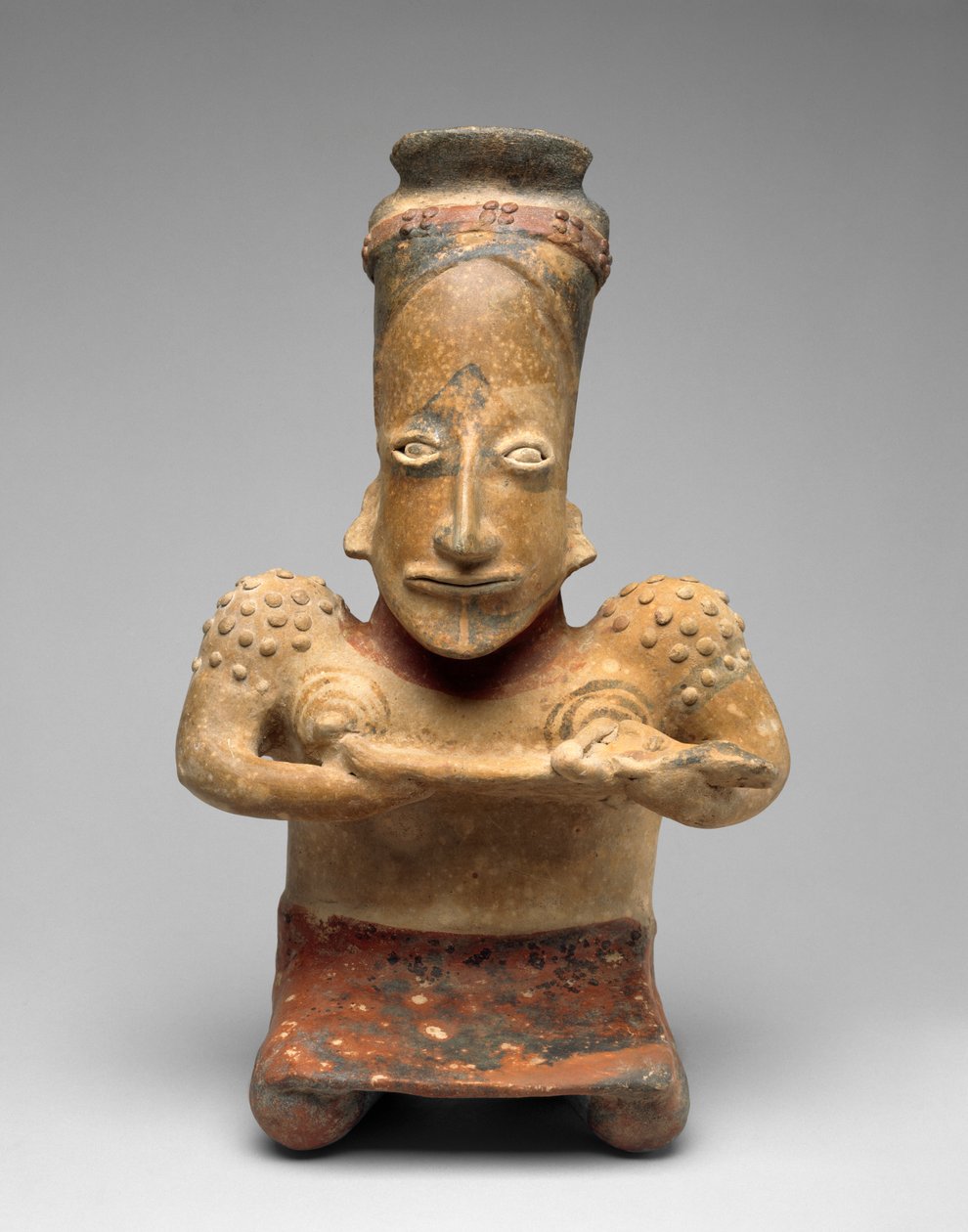 Klęcząca kobieta karmiąca dziecko, Proto-Classic, 100 BC-AD 300 (ceramika z polichromowanym obrazem poślizgowym) autorstwa Jalisco