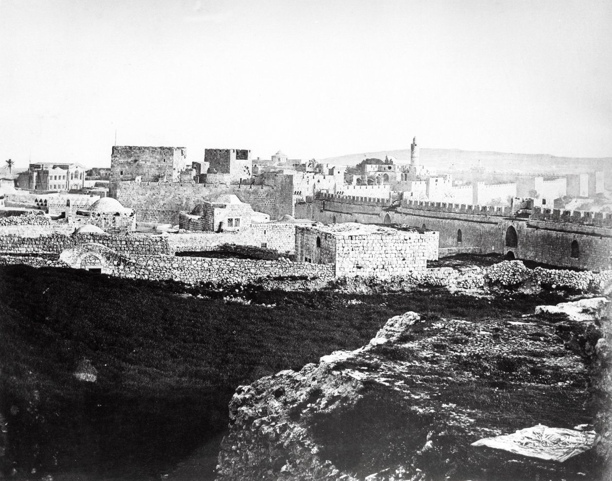 Kościół Chrystusa i Brama Jafy, Jerozolima, 1857 autorstwa Felice Beato