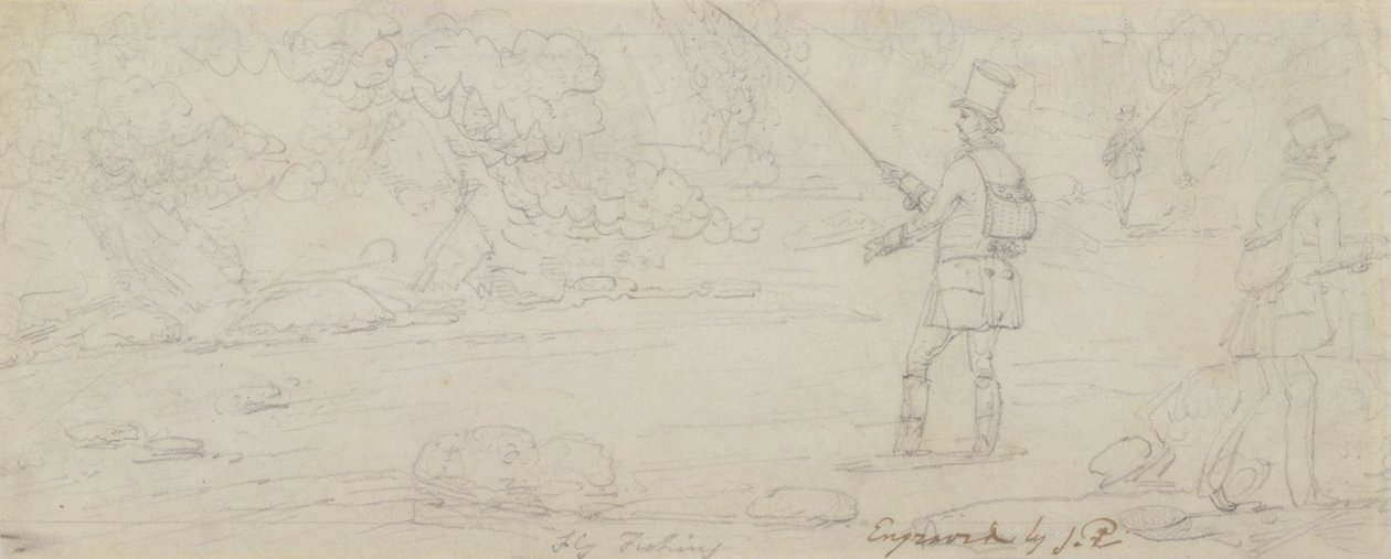 Fly Fishing (grafit na papierze) autorstwa James Pollard