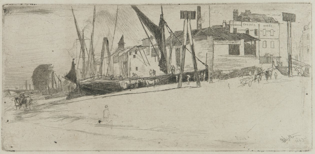 Nabrzeże Chelsea, 1863 (akwaforta na papierze) autorstwa James Abbott McNeill Whistler