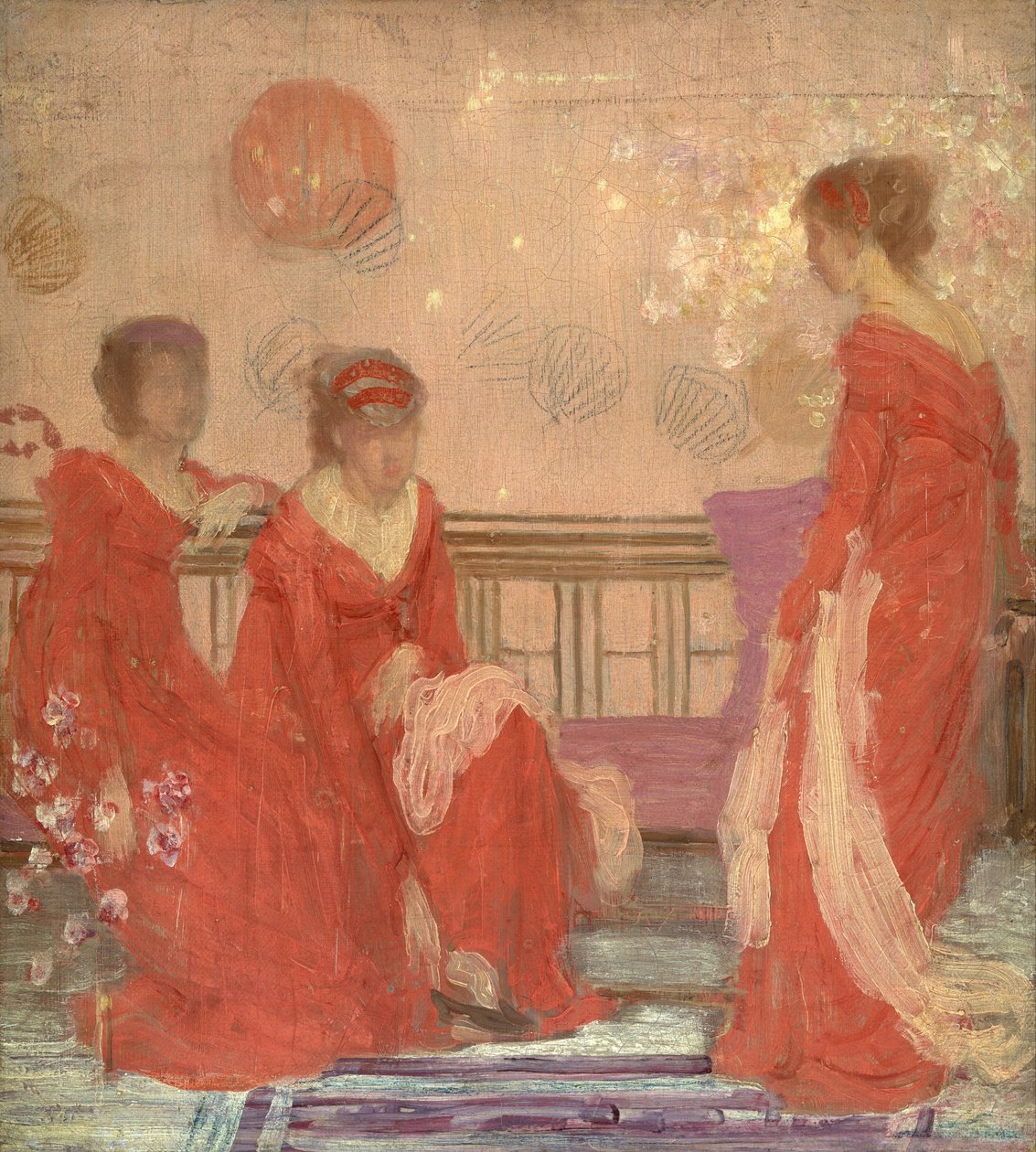 Harmonia w kolorze cielistym i czerwonym autorstwa James Abbott McNeill Whistler