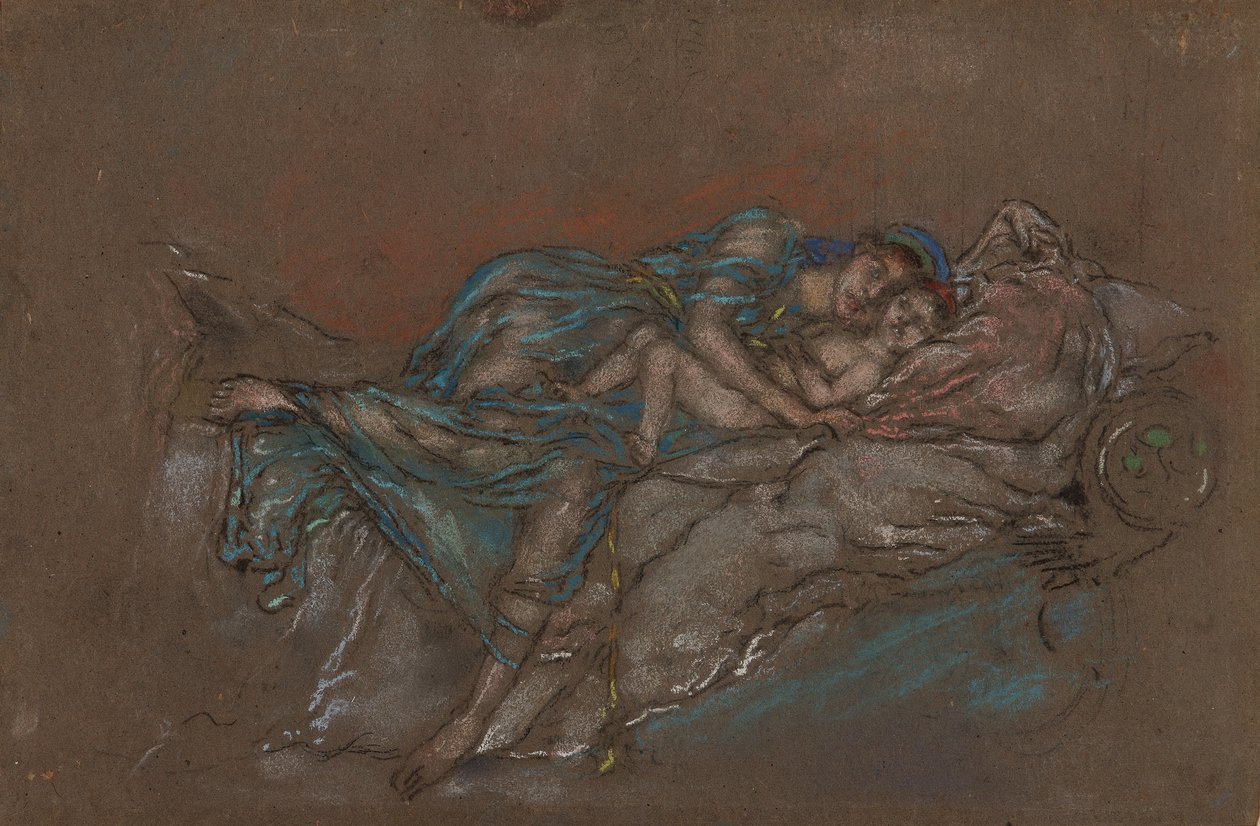 Matka z dzieckiem - Perła, 189092 (kreda i pastel na szarym papierze) autorstwa James Abbott McNeill Whistler