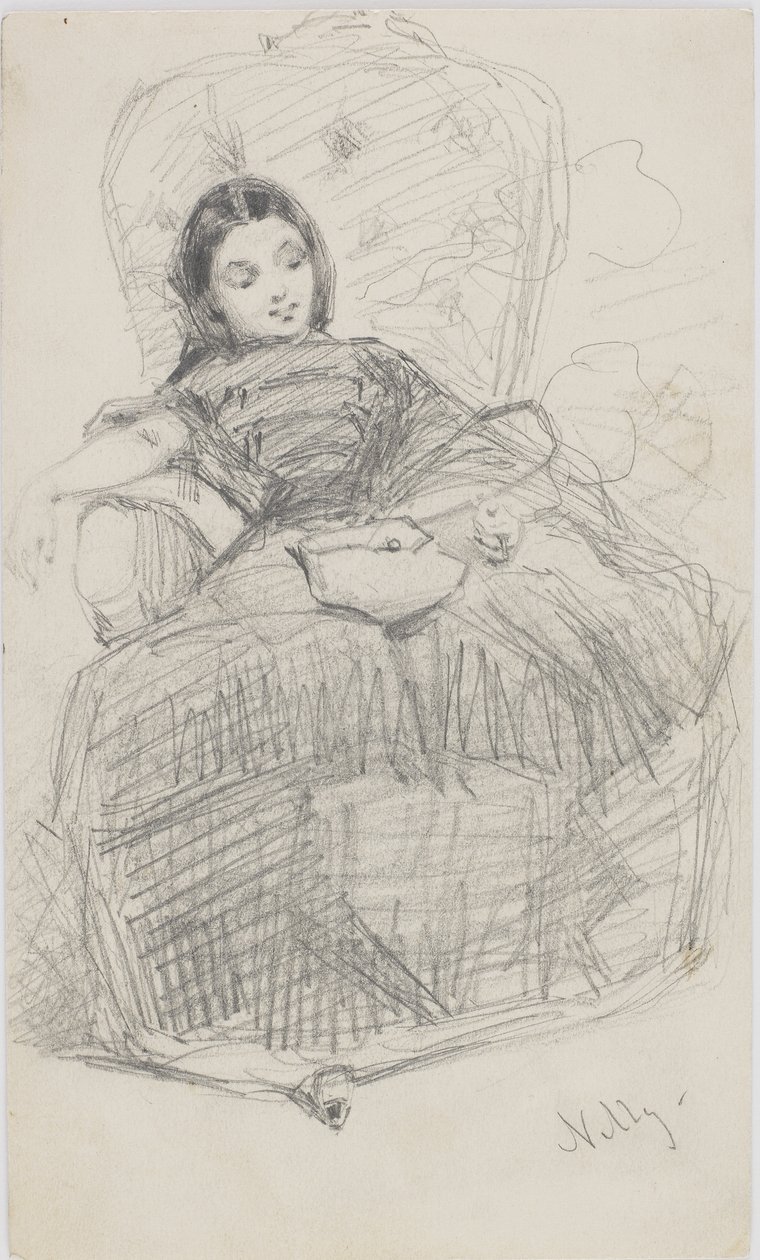 Nelly (Helen Ionides) 1866-69 (ołówek na białym papierze) autorstwa James Abbott McNeill Whistler