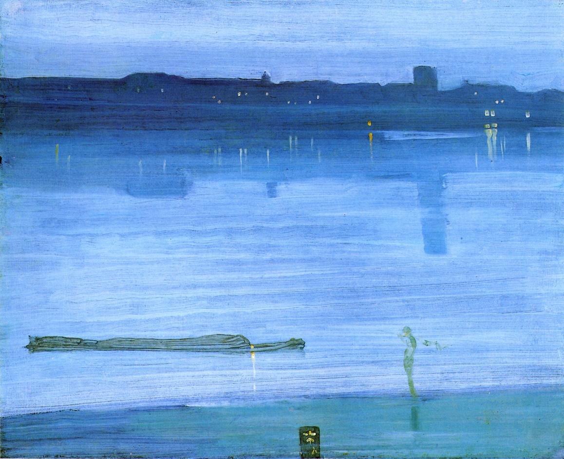 Nokturn w kolorze niebieskim i srebrnym: Chelsea autorstwa James Abbott McNeill Whistler