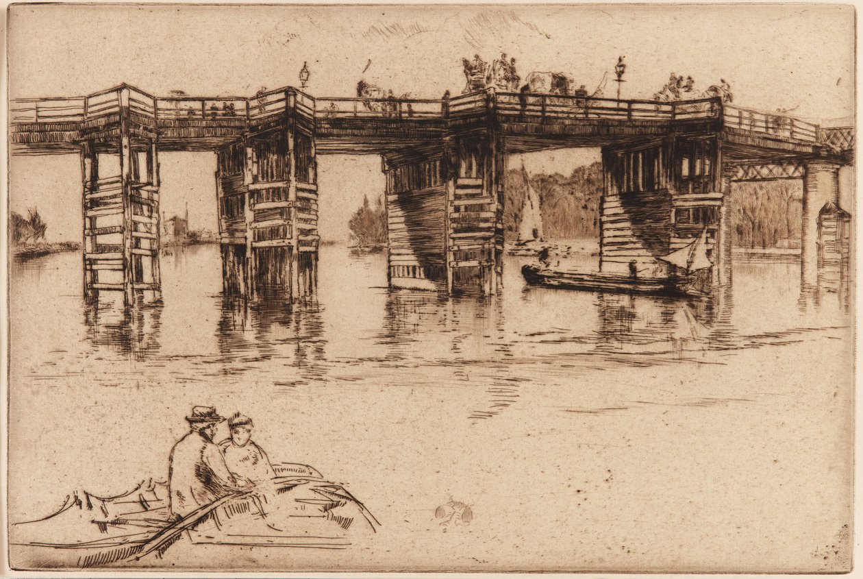 زوړ پوټني برج، 1879 (په کاغذ باندې نقاشي) پولي autorstwa James Abbott McNeill Whistler