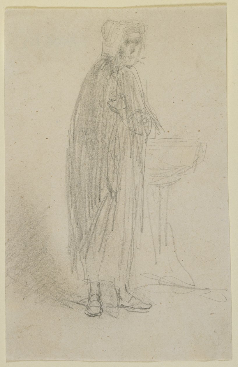 Postać stojąca starej kobiety, ok. 1855-58 (ołówek na papierze białawym) autorstwa James Abbott McNeill Whistler