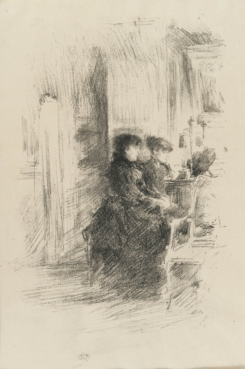 Duet (litografia na papierze) autorstwa James Abbott McNeill Whistler