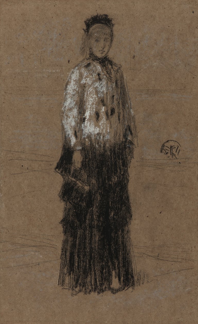 Płaszcz gronostaje, 1870-73 (kreda i pastel na brązowym papierze) autorstwa James Abbott McNeill Whistler