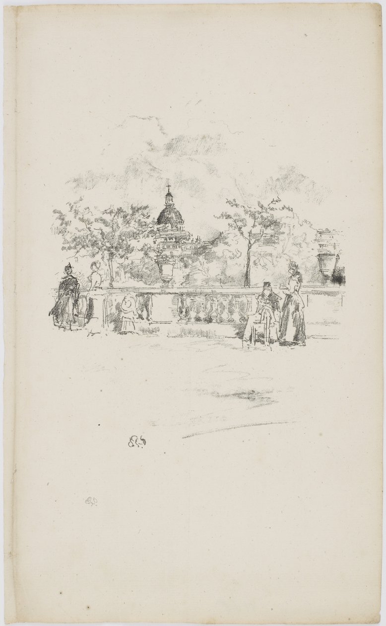Panteon, z Tarasu Ogrodów Luksemburskich, 1893 (lit na papierze) autorstwa James Abbott McNeill Whistler