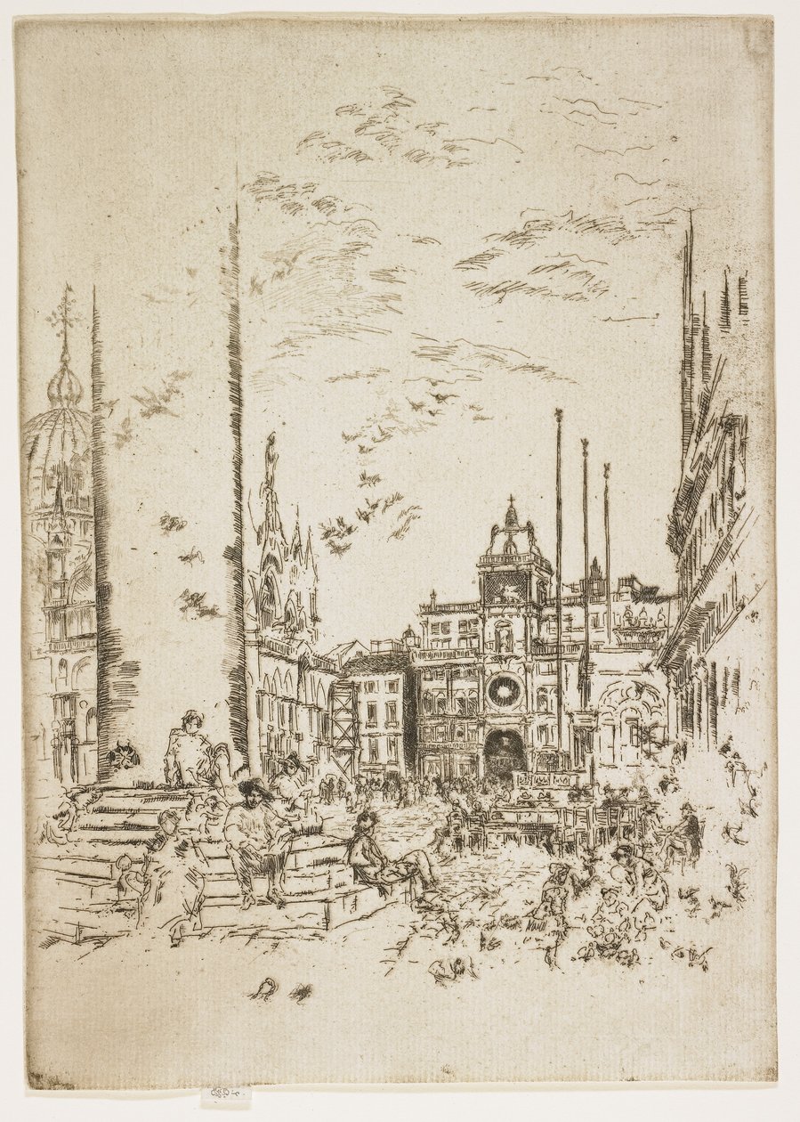 Piazetta, płyta z Drugiego zbioru weneckiego czyli dwudziestu sześciu akwafort, 1879-1880 autorstwa James Abbott McNeill Whistler