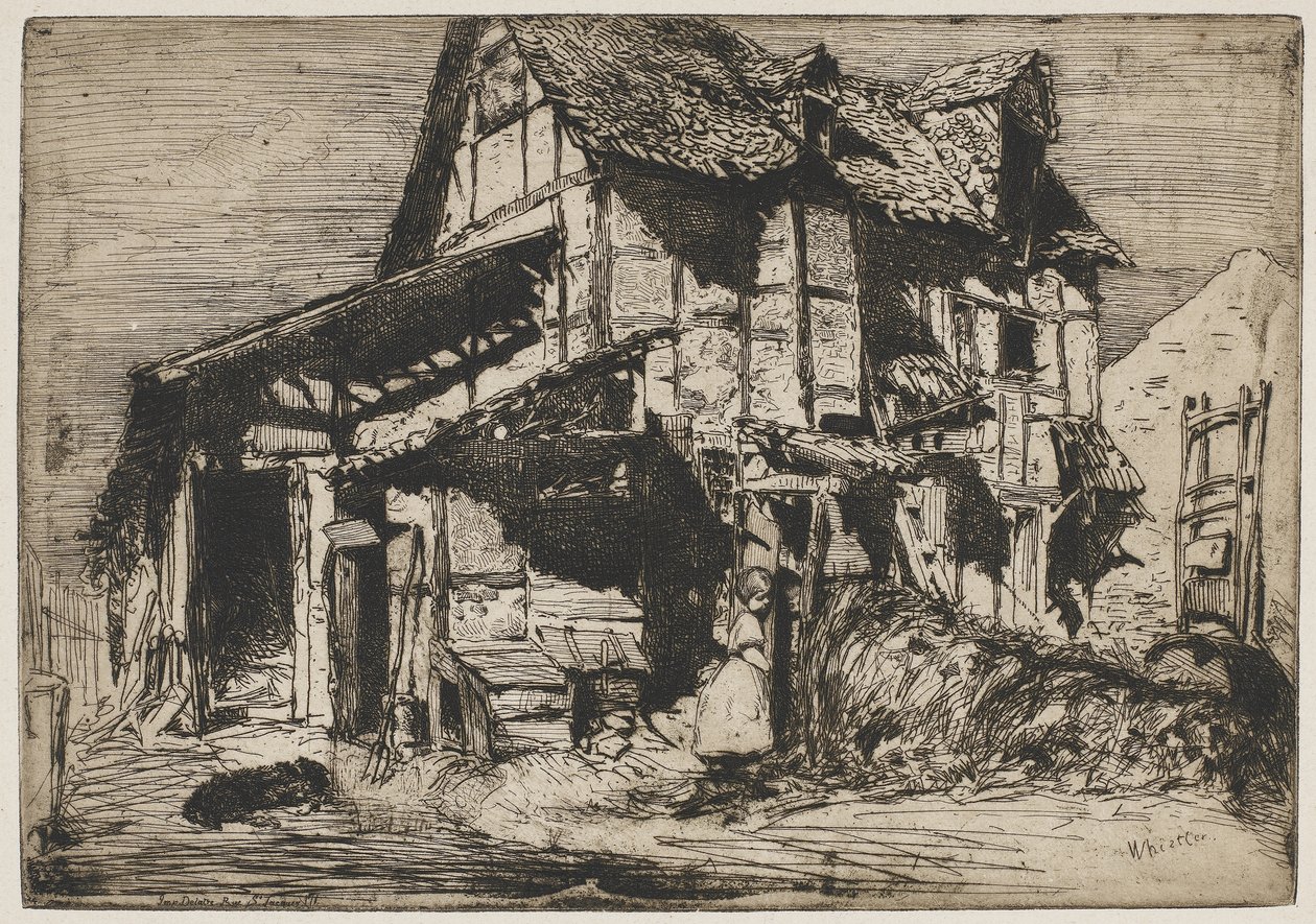 Niebezpieczna kamienica, 1858 (akwaforta na papierze) autorstwa James Abbott McNeill Whistler
