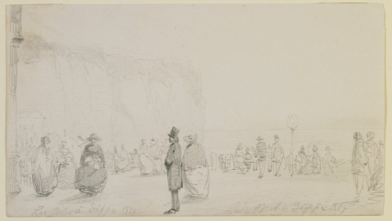 Wybrzeże w Dieppe, 1857 (ołówek na białym papierze) autorstwa James Abbott McNeill Whistler