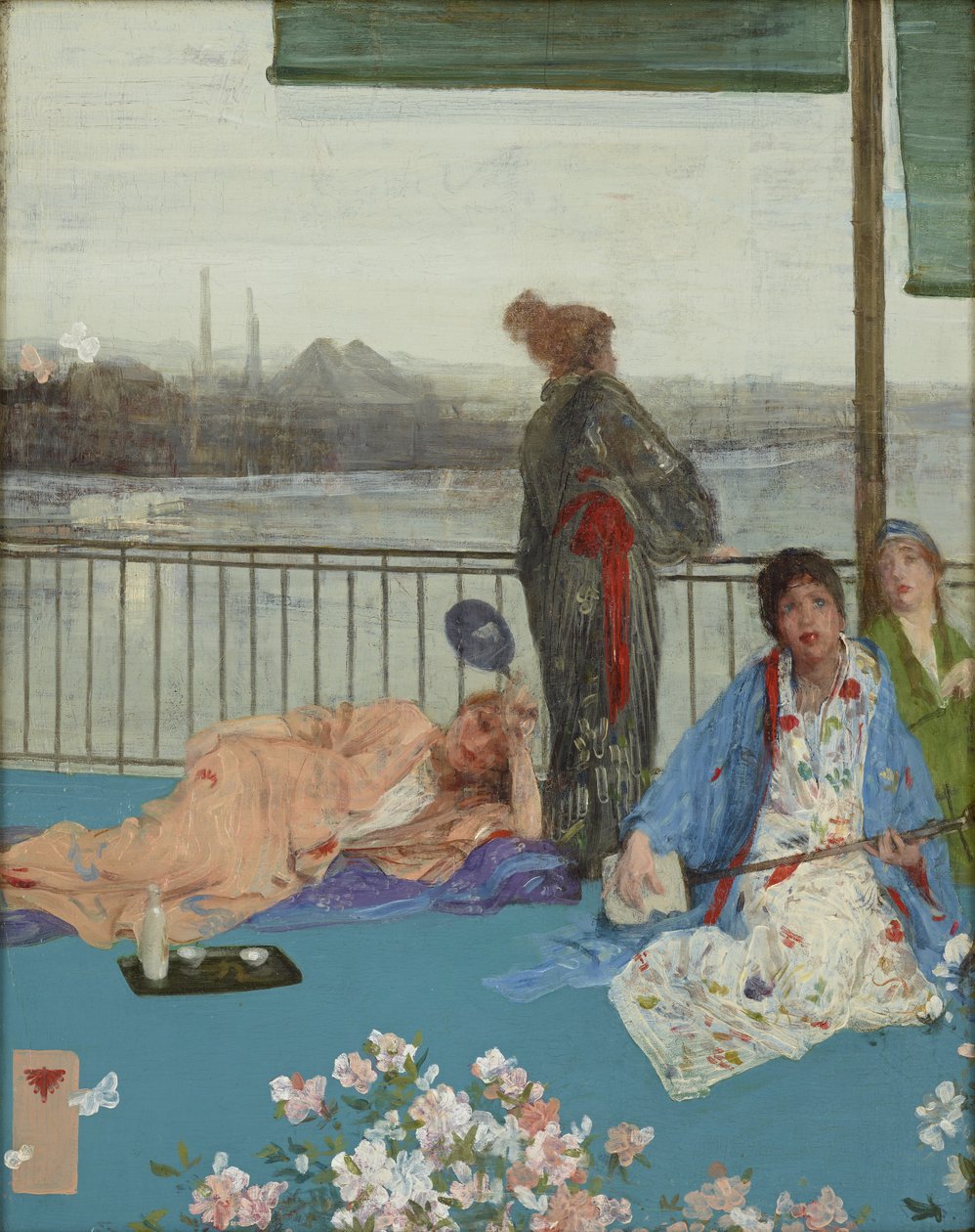 Wariacje w kolorze miąższu i zieleni, Balkon, ok. 1870-79 (olej na desce) autorstwa James Abbott McNeill Whistler
