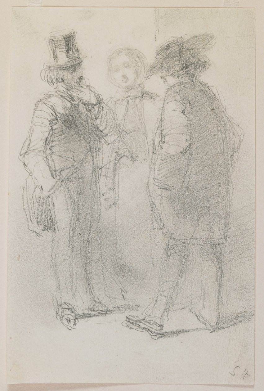 Whistler z przyjaciółmi, 1858 (ołówek na białym papierze) autorstwa James Abbott McNeill Whistler