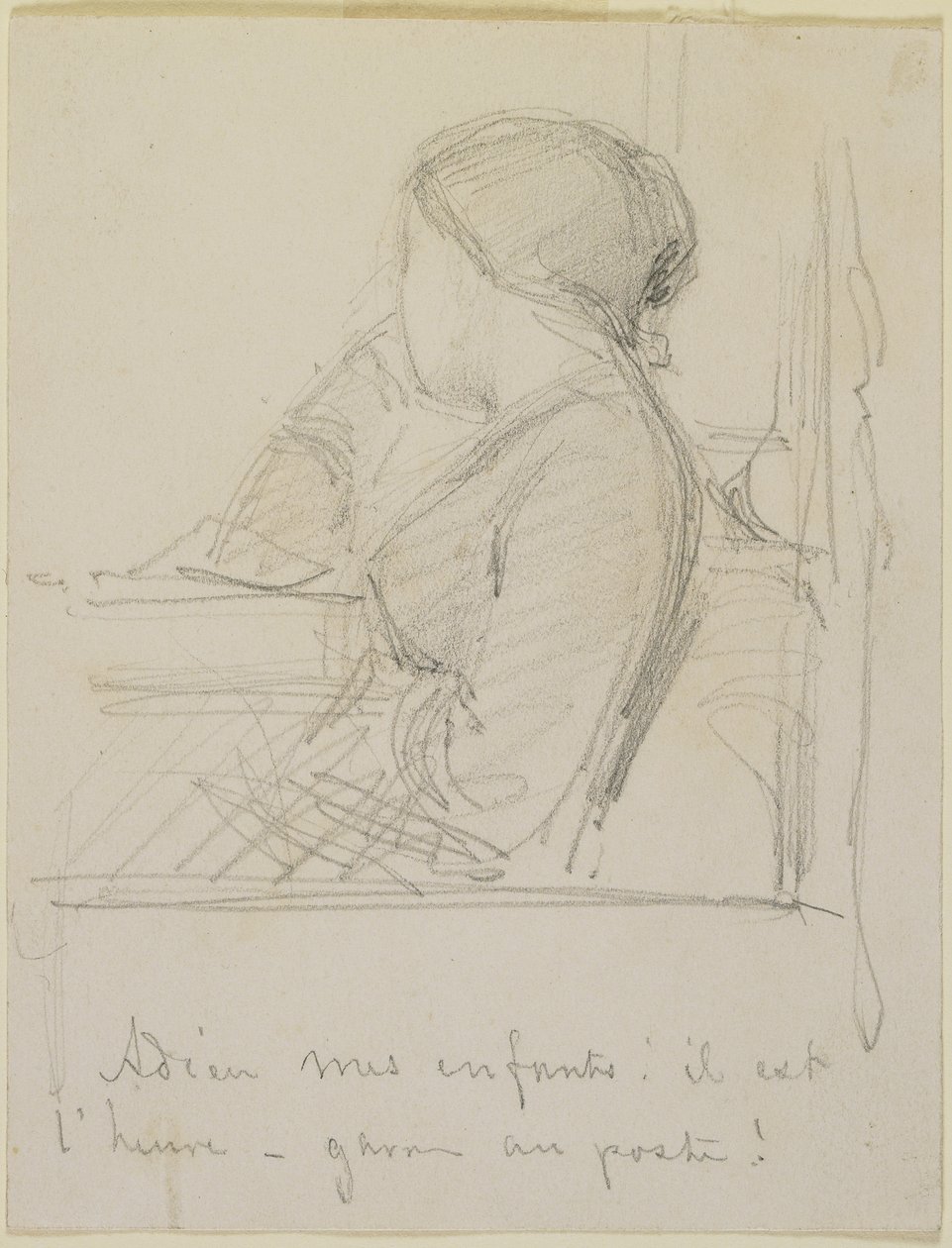 Kobieta siedząca przy oknie, 1858 (ołówek na białym papierze) autorstwa James Abbott McNeill Whistler