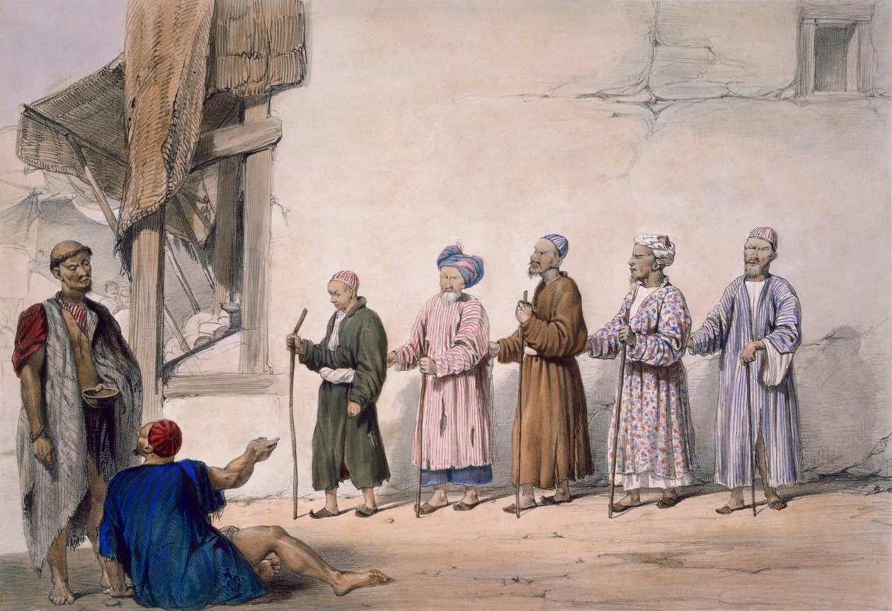 Sznur niewidomych żebraków, Kabul, 1843 autorstwa James Atkinson