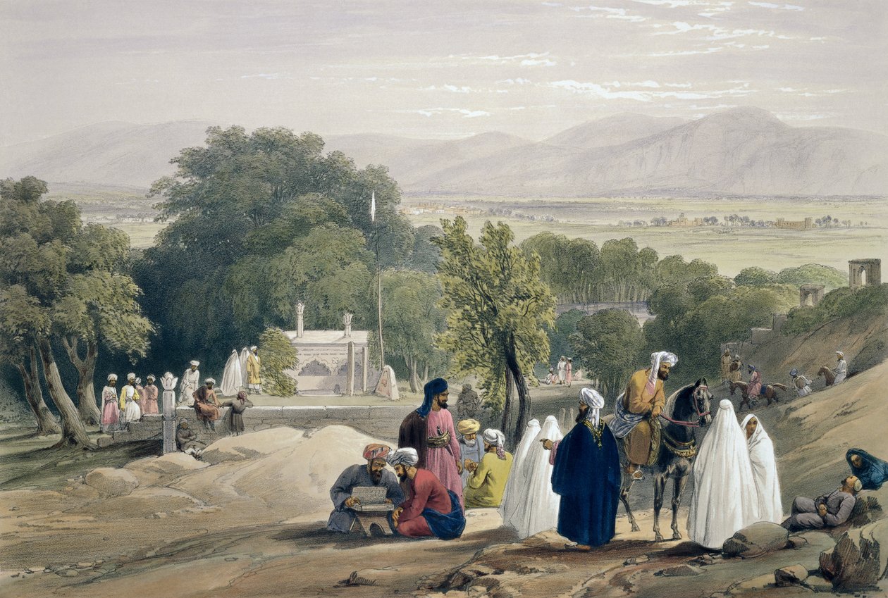 Grobowiec cesarza Babera ze „Szkiców w Afganistanie”, rytowany przez Charlesa Haghe (1810-88) i Louisa Haghe (1806-85) opublikowany przez Henry