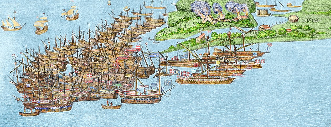 Flota francuska uspokoiła się i atak na Isle of Wight, 1545 (szczegół), autorstwa James Basire