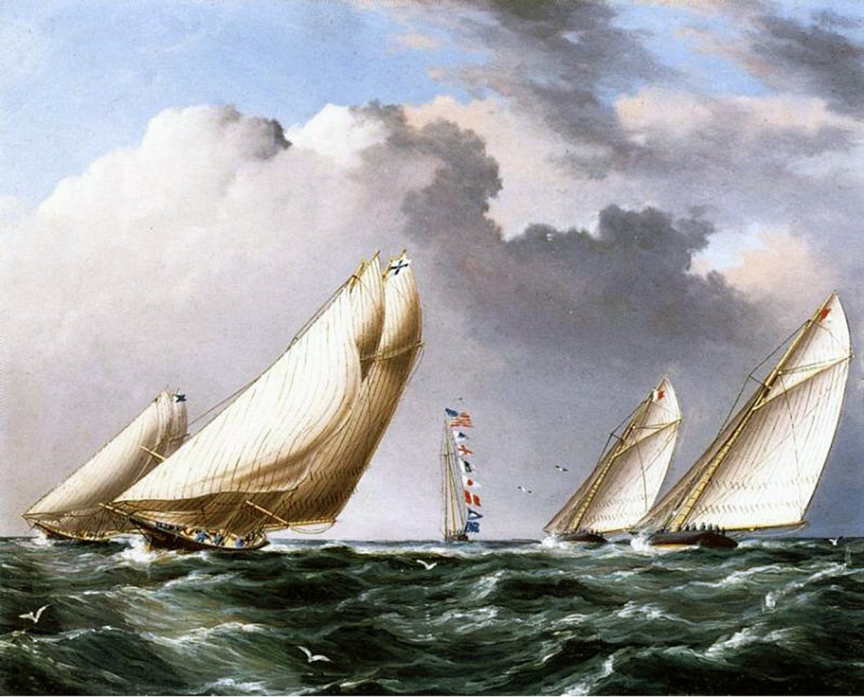 Amerykańskie wyścigi jachtów, ok. 1875 r autorstwa James E. Buttersworth