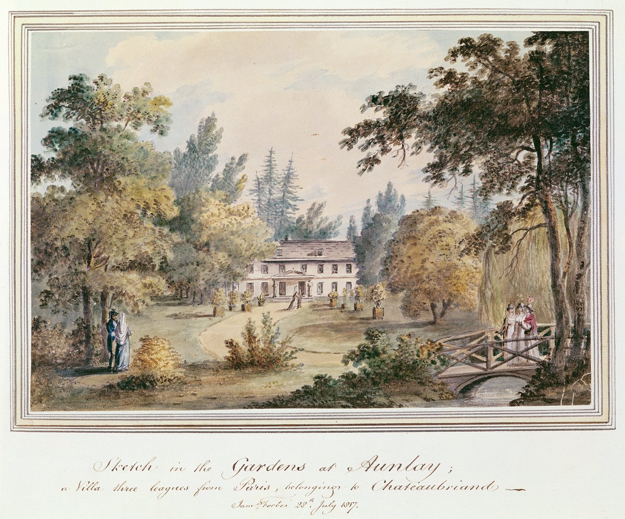 Szkic w ogrodach w Aulnay, 1817 autorstwa James Forbes