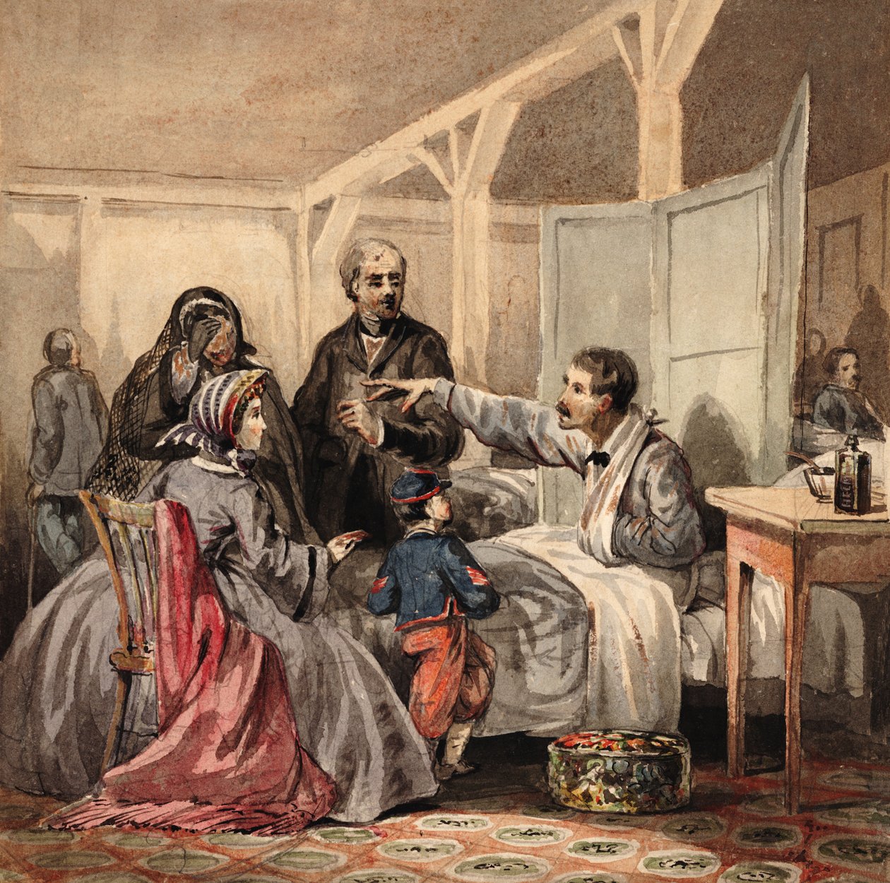 Nuty okładka Wiadomość z pola bitwy, wyd. 1864 (kolorowa lito) autorstwa James Fuller Queen