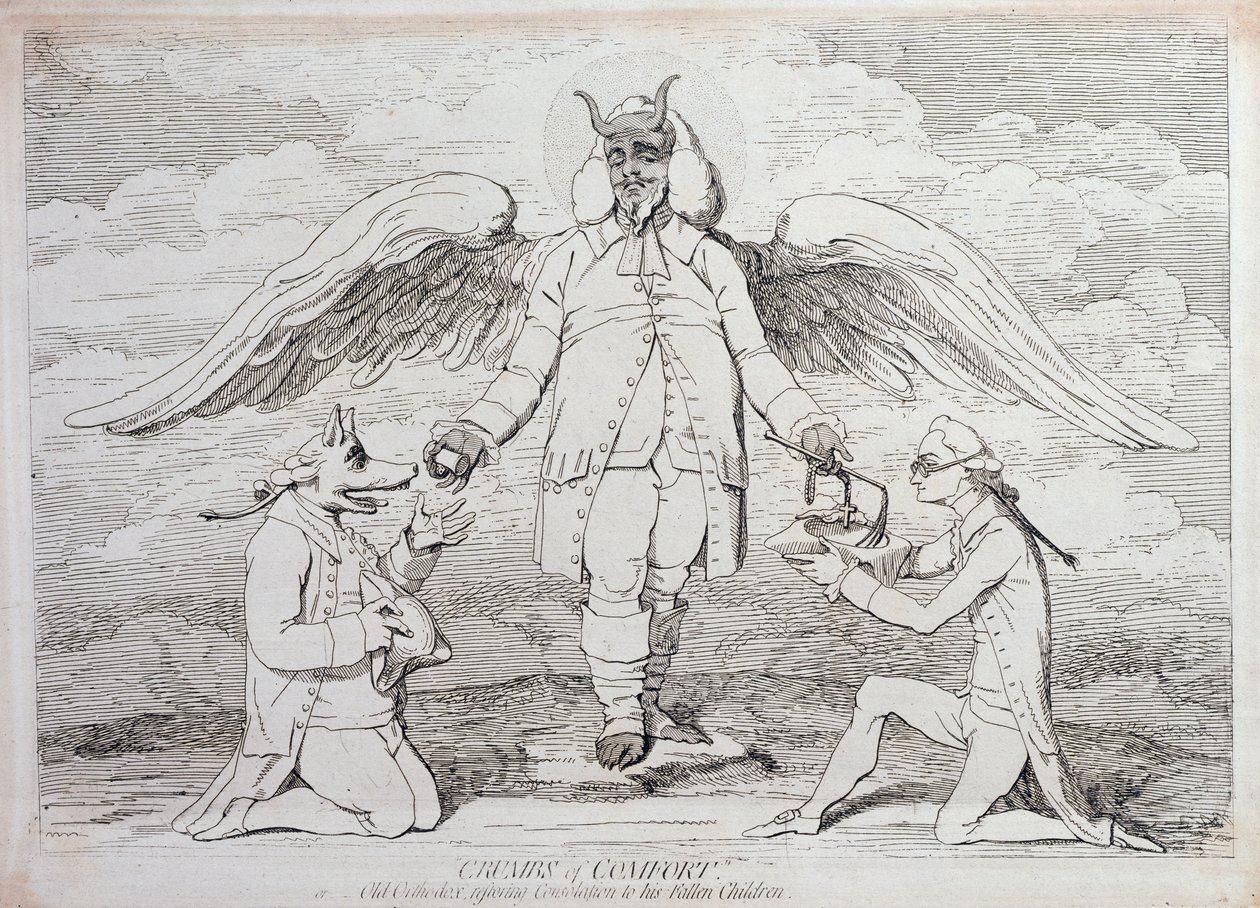 Crumbs of Comfort, or Old Orthodox przywracając pocieszenie do swoich upadłych dzieci, opublikowane przez G. Humphrey w 1782 roku autorstwa James Gillray