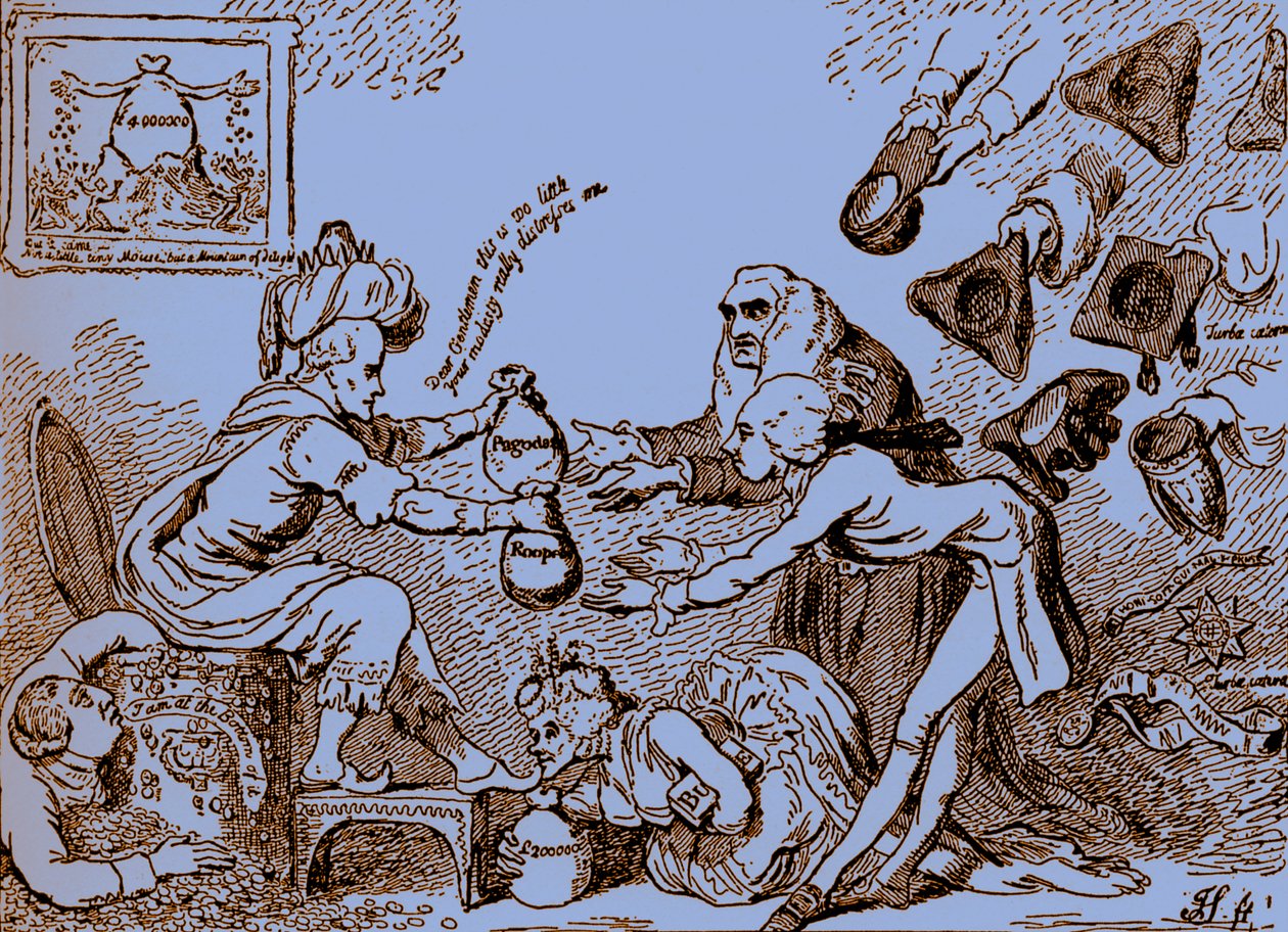 Bogactwo indyjskich nabobów - karykatura autorstwa Gillray autorstwa James Gillray
