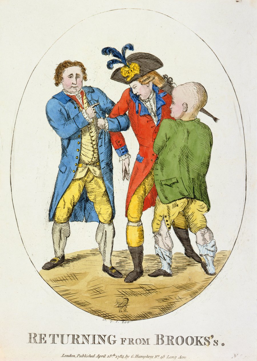 Powrót z Brooksa, 1784 (akwaforta kolorowa) autorstwa James Gillray