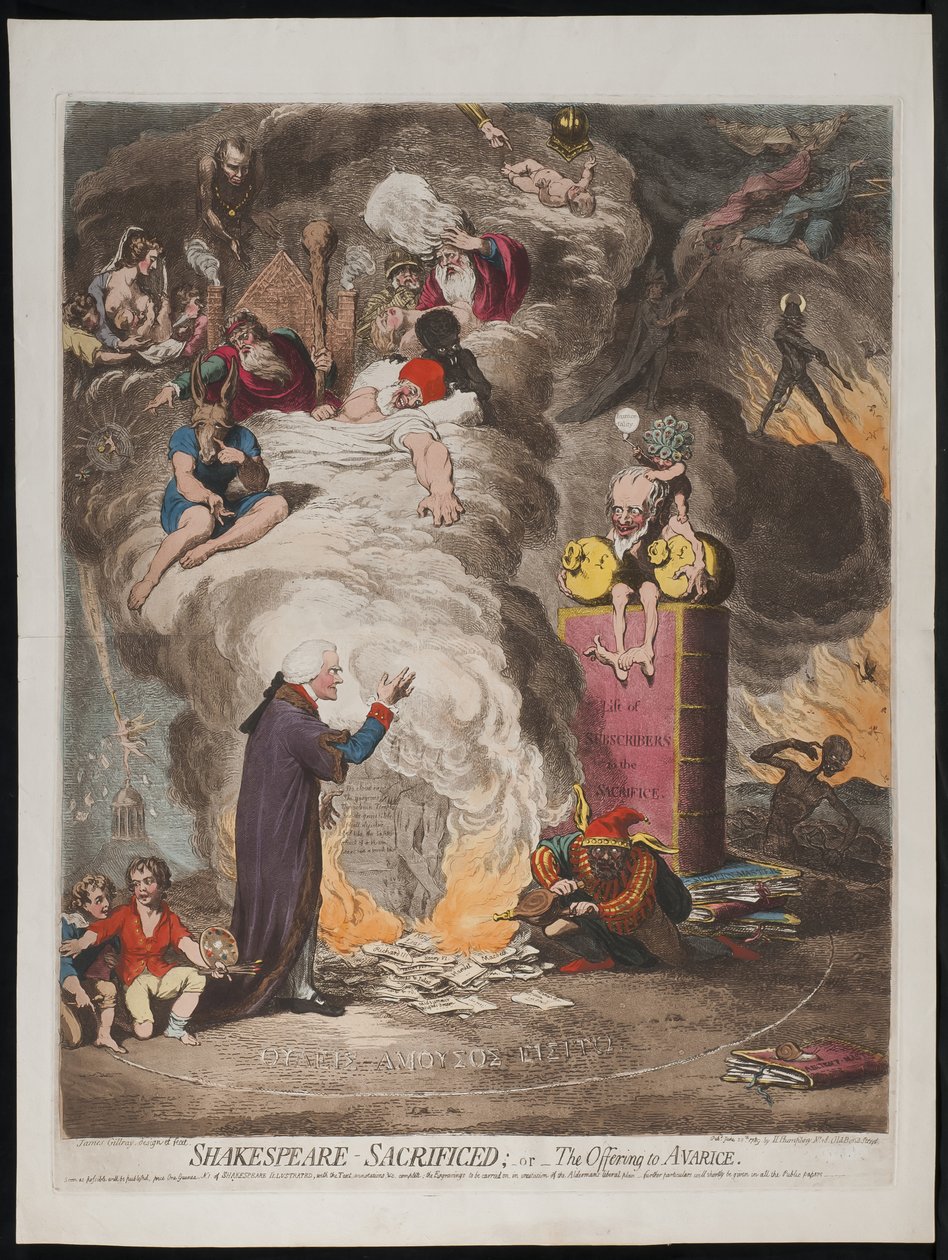 Szekspir poświęcony lub ofiara chciwości, 1789 autorstwa James Gillray