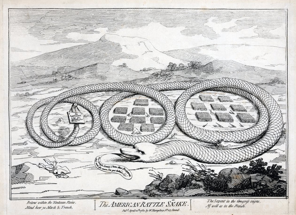 Amerykański grzechotnik, 1782 autorstwa James Gillray