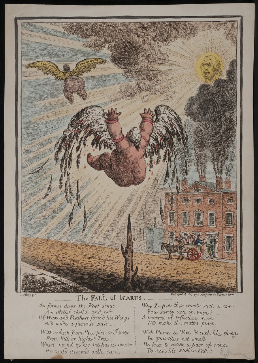 Upadek Ikara, 1807 autorstwa James Gillray
