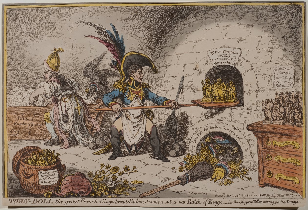 Tiddy-Doll, wielki francuski piernikarz, przygotowuje nową partię królików, 1806 r. autorstwa James Gillray