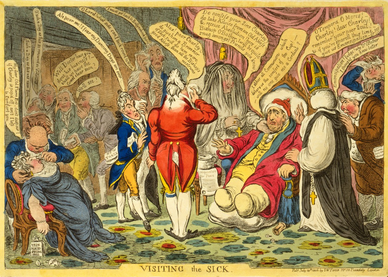 Zwiedzanie chorych, wyd. 18 lipca 1806 r. (ręcznie barwiony grawerunek) autorstwa James Gillray