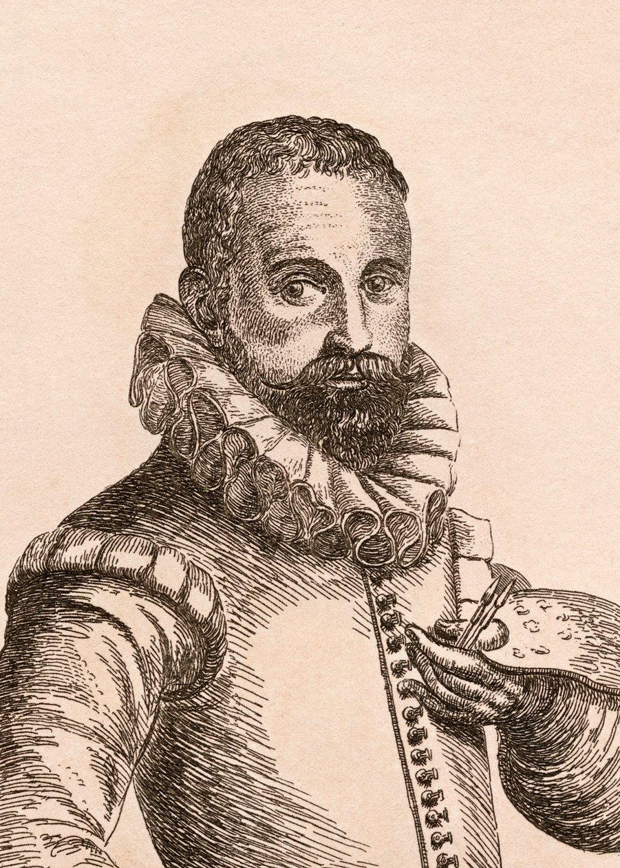 Karel van Mander, ilustracja z „75 portretów sławnych malarzy z autentycznych oryginałów”, wydanej w 1817 r. w Londynie autorstwa James Girtin