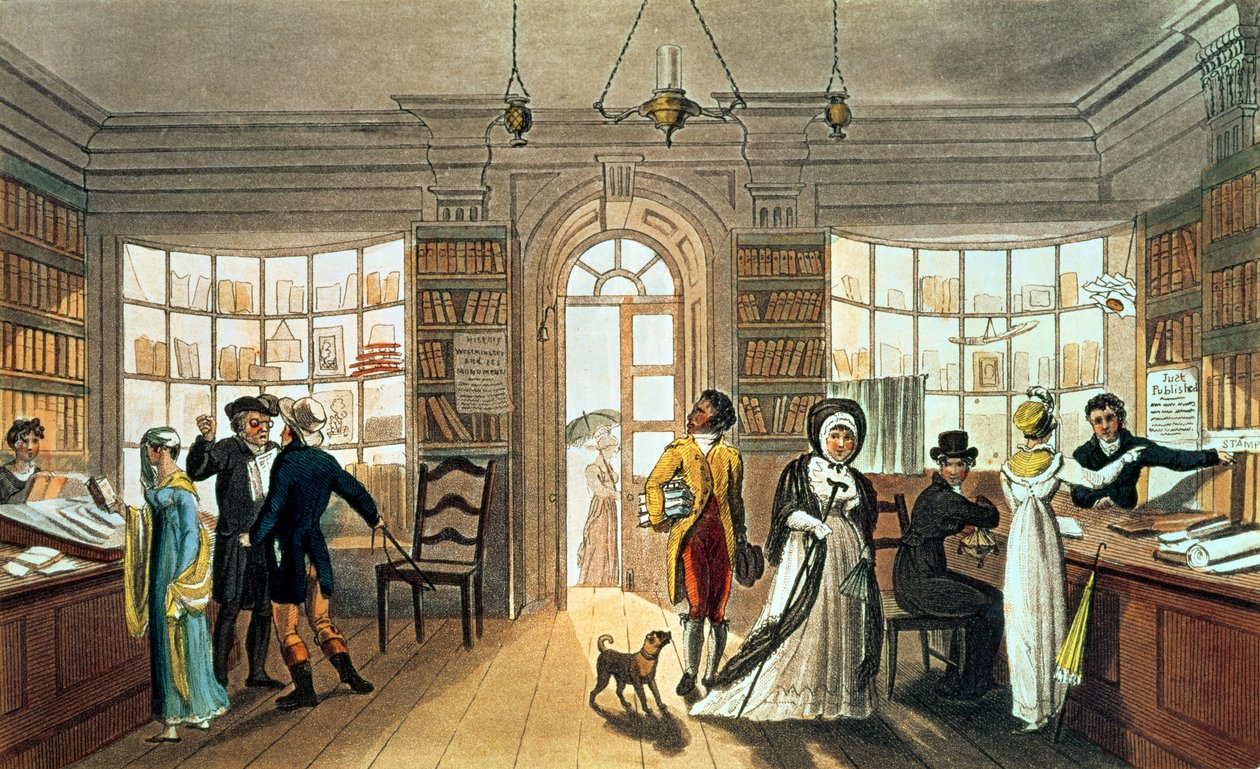 Biblioteka, z „Szkice poetyckie Scarborough”, wydane przez Rudolpha Ackermanna (1764-1834), 1813 autorstwa James Green