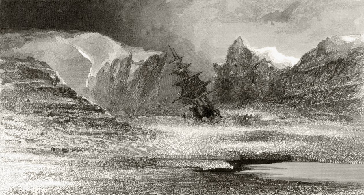 The Nip off Cape Cornelius Grinnell, Forge Bay, wyryte przez A.W. Graham, z "Arctic Explorations in the Years 1853, 54, 55", Tom I, przez Doctor Elisha Kent Kane (1820-57) opublikowane Philadelphia, 18 autorstwa James Hamilton