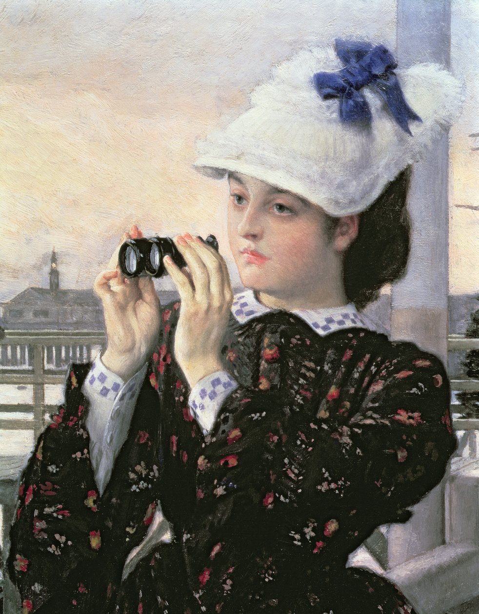 Córka kapitana, fragment dziewczyny z lornetką (detal 112524) autorstwa James Jacques Joseph Tissot