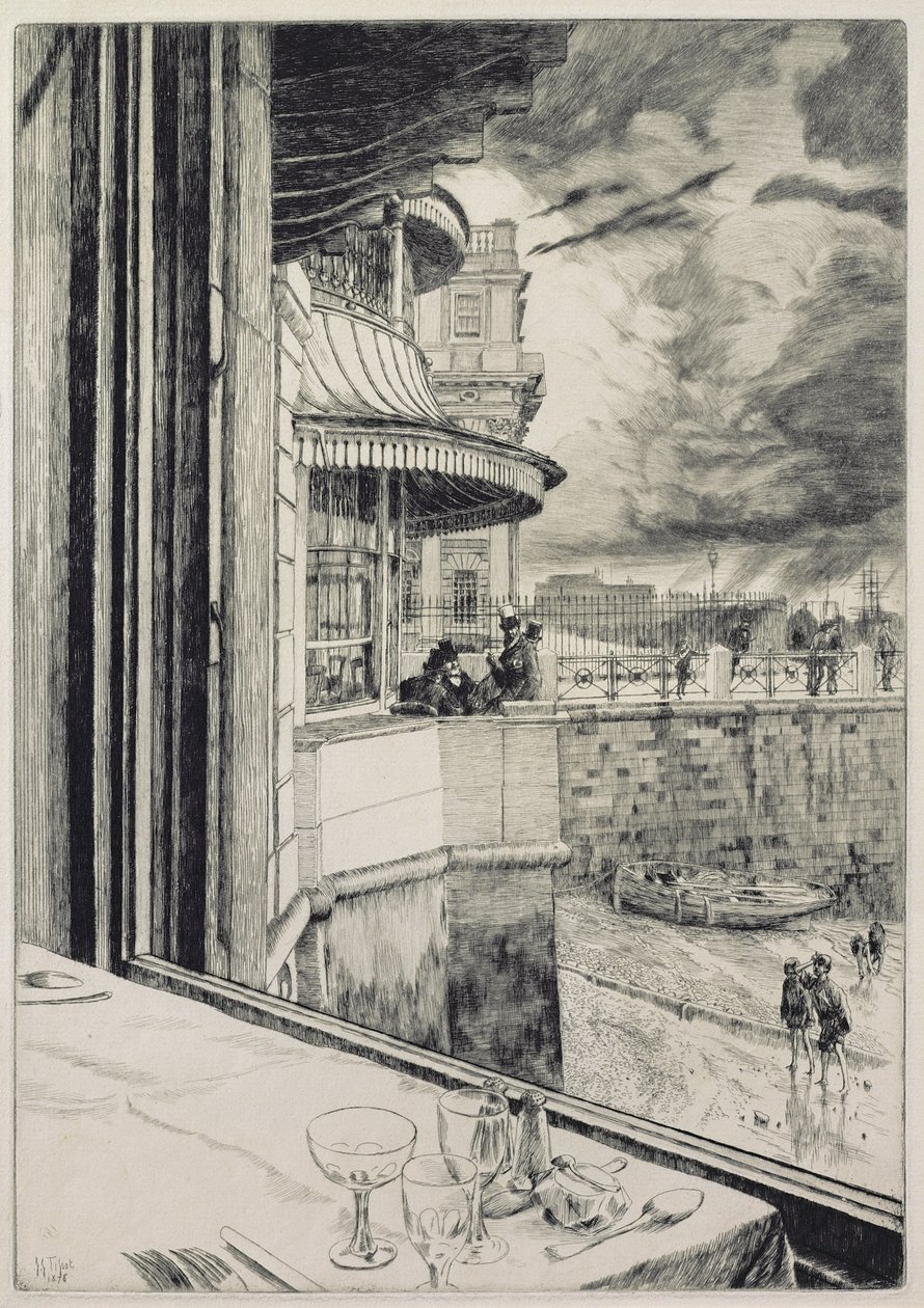 Trafalgar Tavern, 1878 (trawienie i sucha igła) autorstwa James Jacques Joseph Tissot