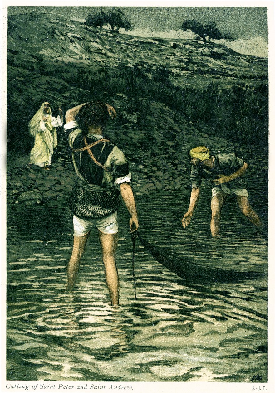 د سینټ پیټر او سینټ انډریو غږ کول - بائبلپولي autorstwa James Jacques Joseph after Tissot