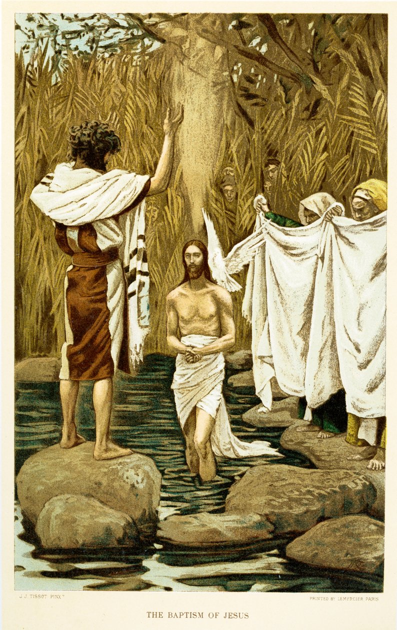 Chrzest Jezusa, Św. Mateusza - Biblia autorstwa James Jacques Joseph after Tissot