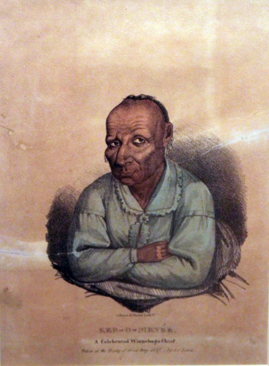 Ker-o-menée, słynny wódz Winnebago, 1827 autorstwa James Otto Lewis