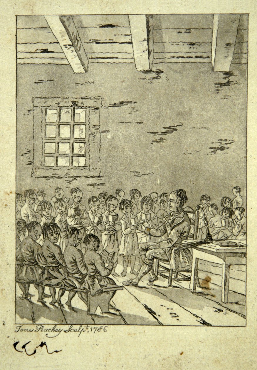Sala lekcyjna szkoły indiańskiej, 1786 autorstwa James Peachey